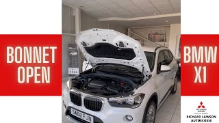 How to Open Hood  Bonnet on BMW X1 [upl. by Awahsoj]