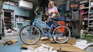 How to assemble a Firmstrong Urban Lady Beach Cruiser Bicycle in a minute and a half [upl. by Leur]