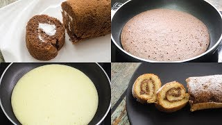 SWISS ROLL CAKE IN 5 MINUTES IN FRY PAN I EGGLESS amp WITHOUT OVEN [upl. by Neri]