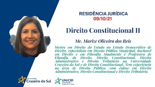 Residência Jurídica 2021  Direito Constitucional  Parte II  Profª Me Marize Reis [upl. by Hook]