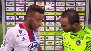 Jourdren interrompt linterview de Corentin Tolisso à la mi temps Lyon MOntpellier [upl. by Ardme]