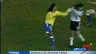 Ronaldinho slaps Sorin for nutmegging him [upl. by Nonnad]