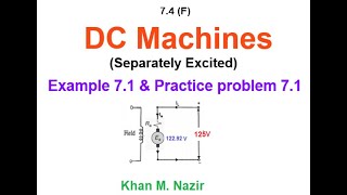 DC Motor  Separately Excited  Example 71  Practice Problem 71  EM74 1 Fitzgerald [upl. by Blanch152]