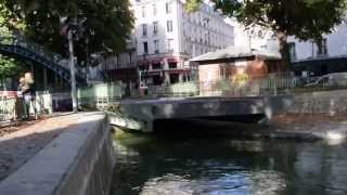 Paris  Canal St Martin  Pont tournant de la GrangeauxBelles [upl. by Jaquiss781]