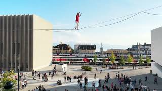 Highline Show  Lausanne Nuit des musées 2024  Slackline Events [upl. by Eelannej]