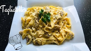 TAGLIATELLES AU POULET SAUCE CRÈME PARMESAN ET CHAMPIGNONS [upl. by Frere]