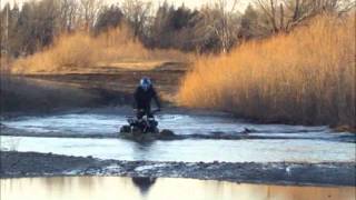 Dirt bikes and three wheelers driving in deep water and mud [upl. by Ahsieym]