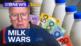 Milk prices drop to lowest level since 2011 fears milk wars could return  9 News Australia [upl. by Merrel]