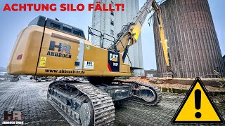 ACHTUNG SILO FÄLLT Abriss Hafengelände Mölln  CAT 352F Longfront Großbagger  HR Abbruch 2024 [upl. by Setiram]