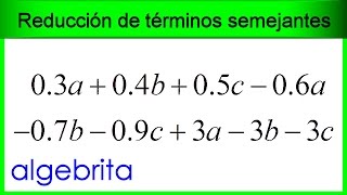 Reducción de términos semejantes de diversas clases con enteros y decimales 62 [upl. by Ztnarf]