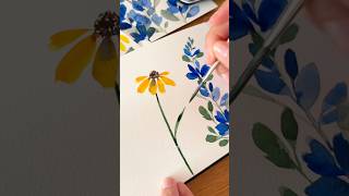 Easy gelber Sonnenhut mit Watercolor art arttutorial watercolor floral looseflorals malen [upl. by Folberth]