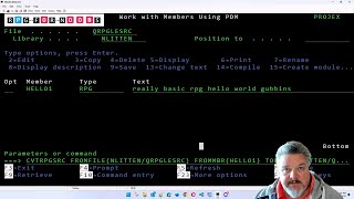 RPG 101 Ep2  Tarting up the old fashioned AS400 RPG to iSERIES RPGLE Hello World Example [upl. by Anaejer502]