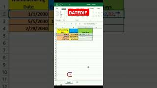 DATEDIF Formula  excel excelshortcuts exceltips exceltricks ytshorts shorts trending [upl. by Anirual818]