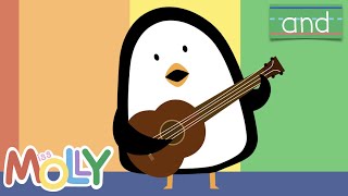 quotANDquot Sight WordHigh Frequency Word Song  Sing with Penguin  Miss Molly Sing Along Songs [upl. by Valina]