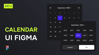 Calendar Date picker Design in Figma 4  UI Challenge by Malewicz [upl. by Tanitansy]