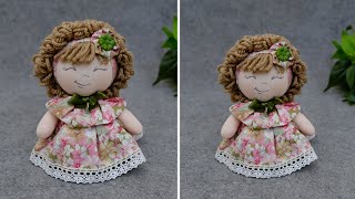 Сшить куклу  ЛЕГКО 🧵Милая Кудряшка из ткани 😍 Без выкройки и швейной машинки [upl. by Furnary496]