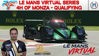 Le Mans Virtual Series  Qualifying for the 4 hours of Monza in 444 Nextview VanwallBurst LMP2 [upl. by Iren616]