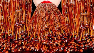 ASMR TRUFFLE BLACK BEAN NOODLES SPICY ENOKI MUSHROOMS 짜장불닭팽이버섯 트러플짜파게티 먹방 MUKBANG EATING SOUNDS 咀嚼音 [upl. by Ardnael]