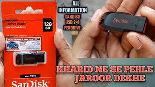 Sandisk Cruzer Blade USB 2•0 Flash Drive  128 GB Sandisk PendriveReview and Unboxing [upl. by Wiburg]