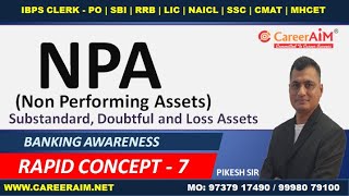 Non Performing Asset  NPA  Substandard Asset  Causes  Basics  Banking Awareness  By Pikeshsir [upl. by Retlaw235]