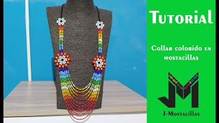 Tutorial  Collar colorido en mostacillas  parte 1 [upl. by Yrkcaz]