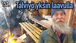 Talviyö yksin LAAVULLA korpitalo laavu yölaavulla bushcraft yöulkona retkeily [upl. by Nywloc]