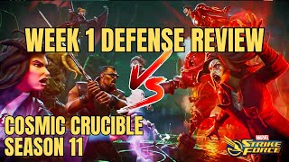 One Week Later Cosmic Crucible Defense Review Season 11 Marvel Strike Force MSF [upl. by Niwle]