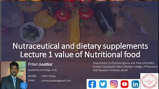 Nutraceutical and dietary supplements value of functional food definition introduction lecture no 1 [upl. by Pasadis795]