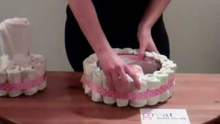 How to make a Nappy Cake  two minute tutorial with printable instruction sheet [upl. by Ahsinra601]