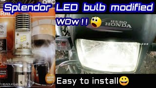 Splendor headlight modification😅  Led bulb modified in splendor bike 😁 [upl. by Madelaine]