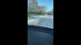 Icy conditions outside Harlow Fields School in Harlow [upl. by Ainaj]