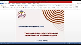 Pakistans Role in SAARC Challenges and Opportunities for Regional Cooperation [upl. by Fenny]