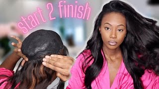 Flip Over Quick Weave With Minimum Leave Out and Bombshell Curls [upl. by Finegan]