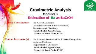 Gravimetric Analysis Module 3 Estimation of Ba as BaCrO4 [upl. by Celtic]