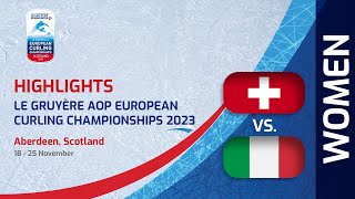 SWITZERLAND v ITALY  Highlights  Le Gruyère AOP European Curling Championships 2023 [upl. by Earezed104]