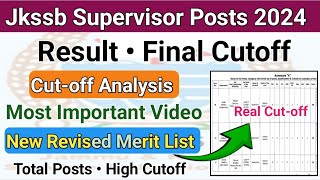 JKSSB Supervisor Post Final Cutoff 2024🔥 Revised Merit List Jkssb Score Calculation Important Video [upl. by Eelyme452]