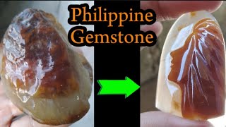 Carving Philippine Agate GemstoneCameo design [upl. by Adnovaj]