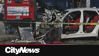 Video captures TTC bus being slammed by a stolen vehicle [upl. by Eerual]