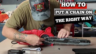 THE RIGHT WAY TO PUT A CHAIN ON A CHAINSAW [upl. by Edin]