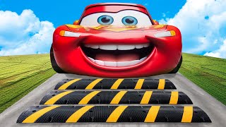 Big amp Small Lighting Mcqueen and Mcqueen pixar cars truck vs Speed Bump in BeamNGDrive [upl. by Nibas162]