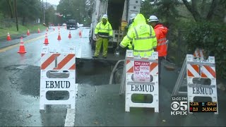 Sinkhole Opens Up On Busy Orinda Road [upl. by Naivatco]