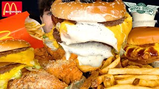 ASMR MUKBANG EXTRA RANCH WINGSTOP CHICKEN amp FRIES amp MCDONALDS  WITH CHEESE [upl. by Irmo]