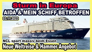 Mein Schiff 9 Meter Wellen amp Kotztüten vergriffen 🔴 amp AIDA betroffen  Costa Weltreise 2026  NCL [upl. by Ynttirb]