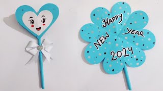 DIY  Cute New year greeting card 2024  happy new year card making ideas  handmade New year card [upl. by Ahsiekel]