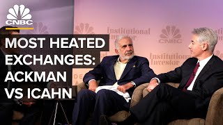 Most Heated Exchanges Hedge Fund Giant Bill Ackman And Investor Carl Icahn Square Off  CNBC [upl. by Kassandra]