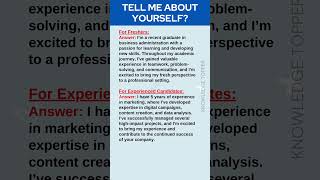 Tell Me About Yourself  Common Job Interview Questions and Answers [upl. by Yearwood]