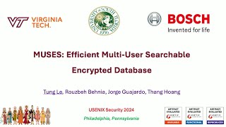 USENIX Security 24  MUSES Efficient MultiUser Searchable Encrypted Database [upl. by Anaerda651]