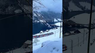 📍Lungern Switzerland🇨🇭switzerland train snow [upl. by Attirb914]