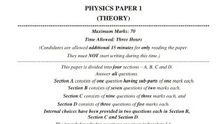 ISC PHYSICS SPECIMEN PAPER  20232024 ISC CLASS 12  PHYSICSPART 1 [upl. by Asilehc]