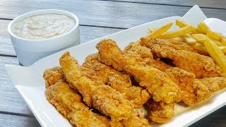 Chicken Strips and Gravy Recipe  How to Make Chicken Strips [upl. by Ahseikal]